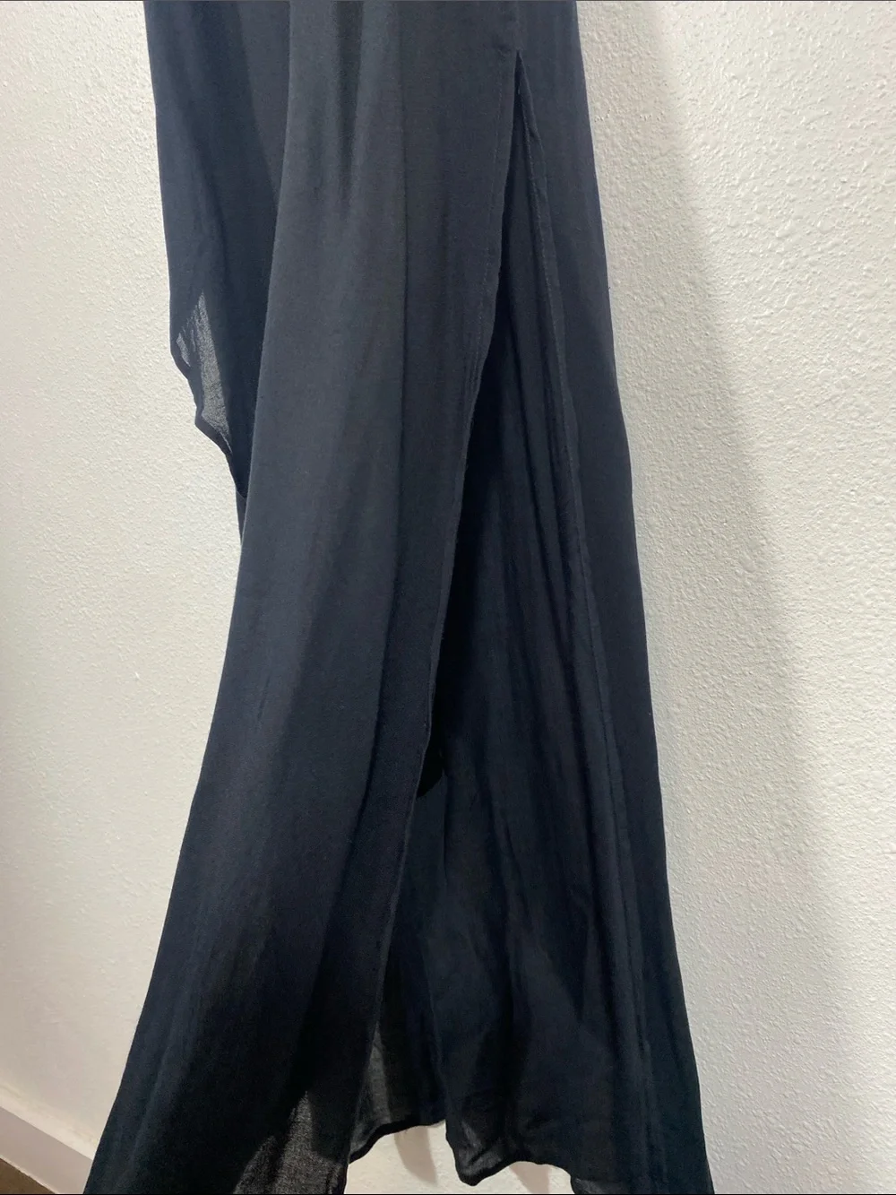 Free People Black Long Crisscross-Back Nightgown with Asymmetric Hem 100% Rayon